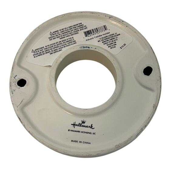 Hallmark Advent Candle Holder White Ceramic Floral Peace In Our World Round HTF - Picture 4 of 9